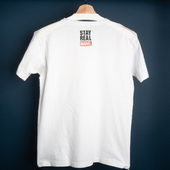 Men's STAYREAL Marvel Print White T-Shirt Size M - Picture 2 of 3